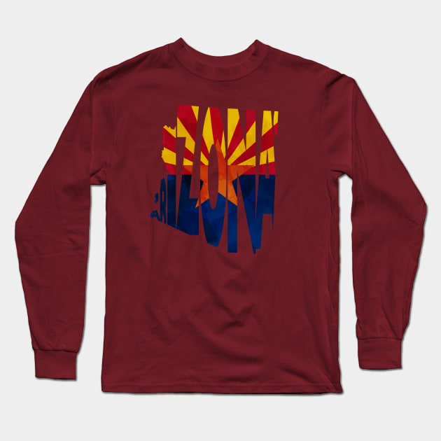 Arizona Typo Map Long Sleeve T-Shirt by inspirowl